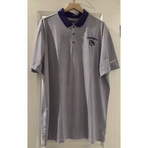 Nike Golf Dri-FIT Polo Shirt Mens 2XL Purple White Striped Brownsburg Bulldogs